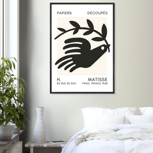 Artfulprints Poster Matisse - Peace dove black   - 70x100 cm - Zwart