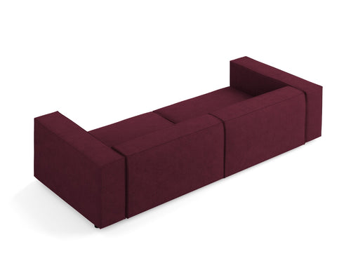 Cosmopolitan Design Bank Arendal 4-zits, chenille met ribbeleffect, robijn - 102x244x70cm