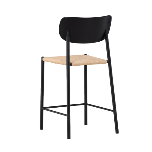 Nest living Rian Barkruk Met Rotan Zitting Zwart - 67 cm - vtwonen shop