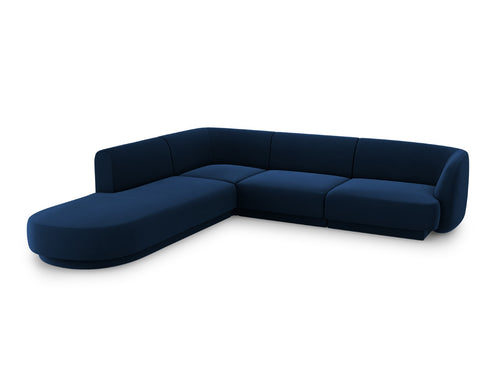 Micadoni linker hoekbank Miley 6-zits, flueel, koningsblauw - 248x255x70cm