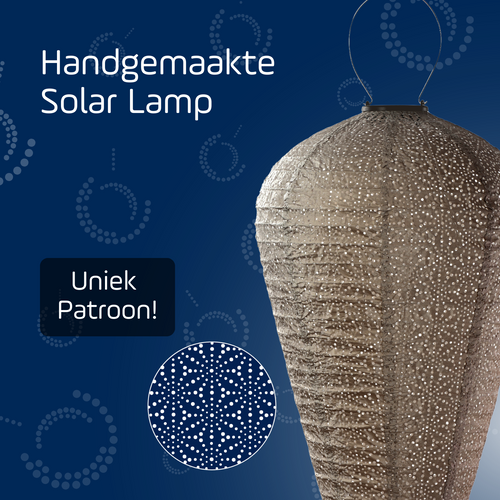 Lumiz solar lampion - sashiko balloon - xl - licht taupe - vtwonen shop
