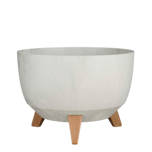 Mica Decorations Doppio Plantenbak op Poten - 18,5 x Ø33 cm - Plantenbakken voor Buiten - Bloembakken voor Balkon - Gerecycled Plastic - Grijs