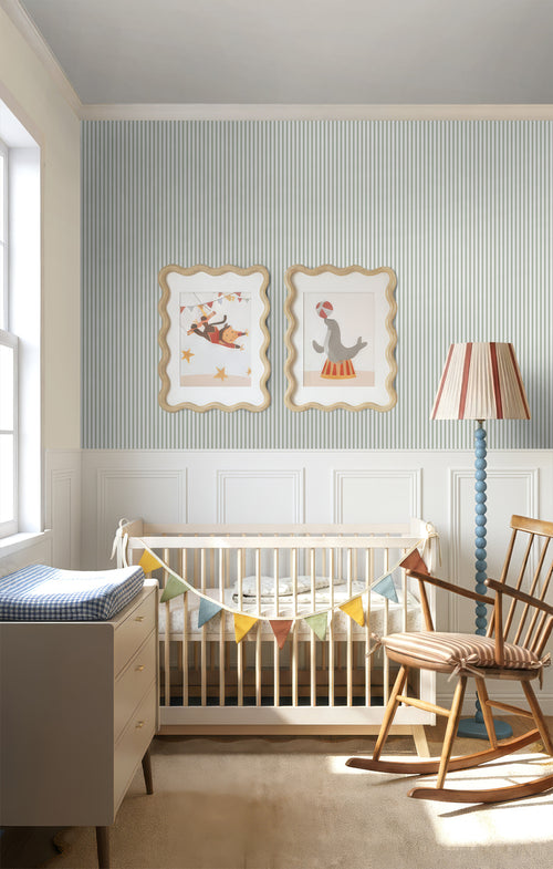 Sanders & Sanders behang strepen vergrijsd olijfgroen en wit - 53 cm x 10 m - 640416