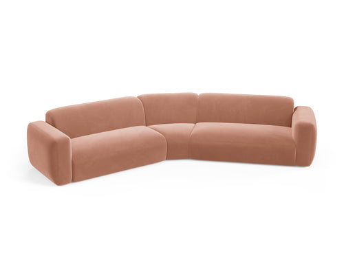 Cosmopolitan Design Symmetrische modulaire hoekbank Strino 3-zits, flueel roze - 210x344x78cm