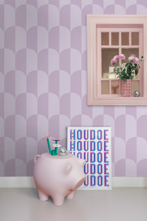 ESTAhome behang art deco bogen lila paars - 53 cm x 10.05 m - 139993 - vtwonen shop