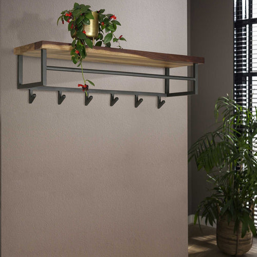 Giga Meubel Kapstok Daytona - Naturel Hout - 6 Haken - 100x30x27cm