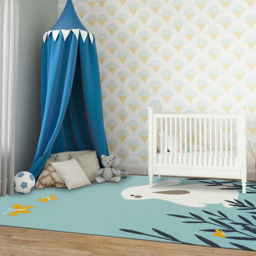 AFK Living vloerkleed Konijn - voor kinderen - blauw - 120 x 170 cm - vtwonen shop