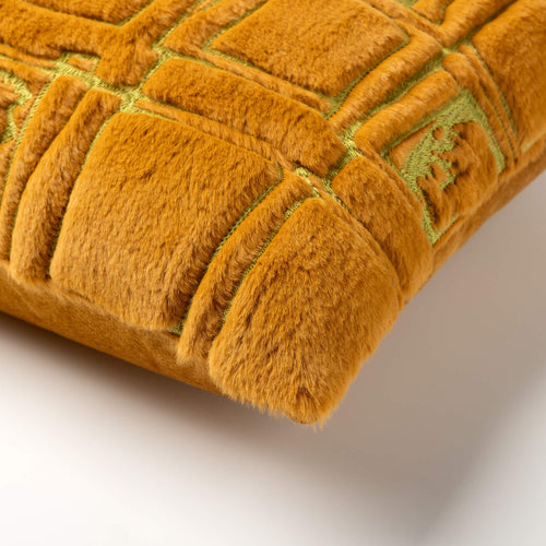 DORON - kussenhoes 30x50 cm - bontlook - blokkenpatroon - Buckthorn Brown - bruin, groen