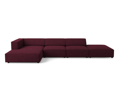 Cosmopolitan Design linker hoekbank Arendal 5-zits, chenille met ribbeleffect, robijn - 166x341x70cm