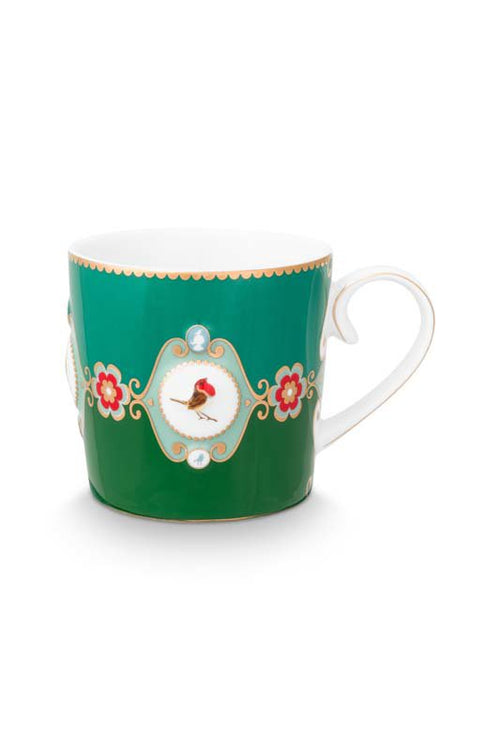 Pip Studio Mokken - Love Birds Medallion - Donkergroen - 300ml - Set van 2