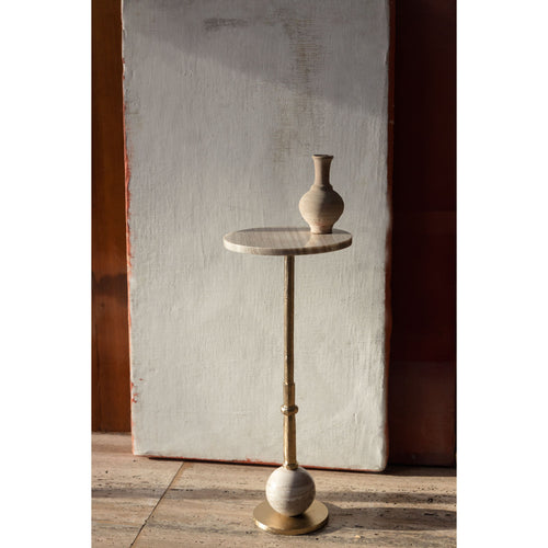 Dutchbone Everest Bijzettafel Rond 25 cm Marmer Beige/ Goud - vtwonen shop