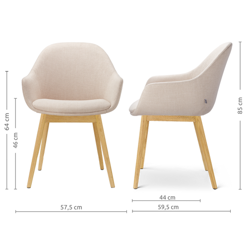 Nolon Nio-Mae eetkamerstoel beige - houten onderstel