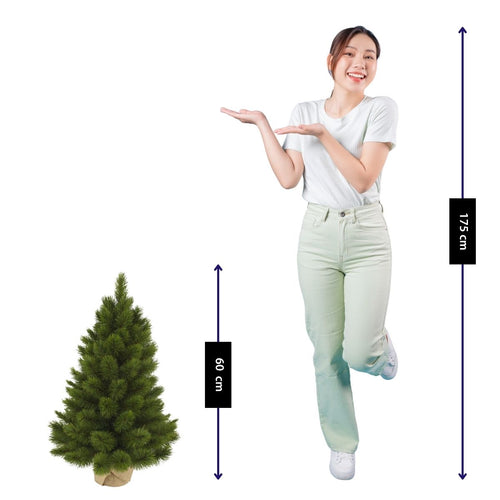 Triumph Tree Camden Kunstkerstboom H60 x D43 cm - Kunstboom in Jute Zak - Kunst Kerstboom voor Binnen - 58 Tips - Groen