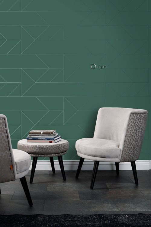 Origin Wallcoverings behang grafische lijnen donkergroen - 0,53 x 10,05 m - 347724 - vtwonen shop