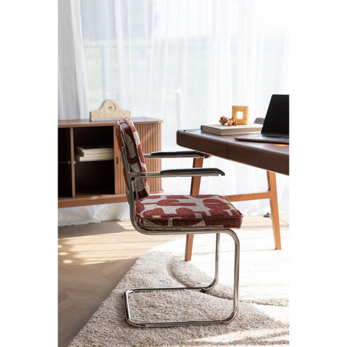 Zuiver Ridge Deco Symbols Eetkamerstoelen Armleuning Rood - Set van 2