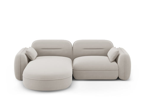 Cosmopolitan Design Modulaire hoekbank links Sydney 3-zits, flueel, lichtbeige - 165x230x70cm