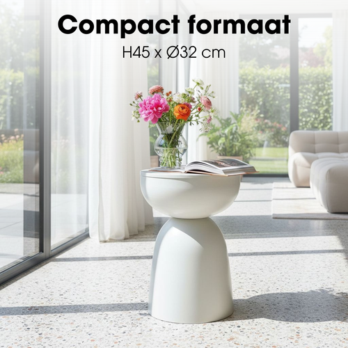 Mica Decorations Elliot Bijzettafel - Bijzettafel Rond H45 x Ø32 cm - Bijzettafeltje voor Woonkamer of Slaapkamer - Ideaal als Plantentafeltje - IJzer