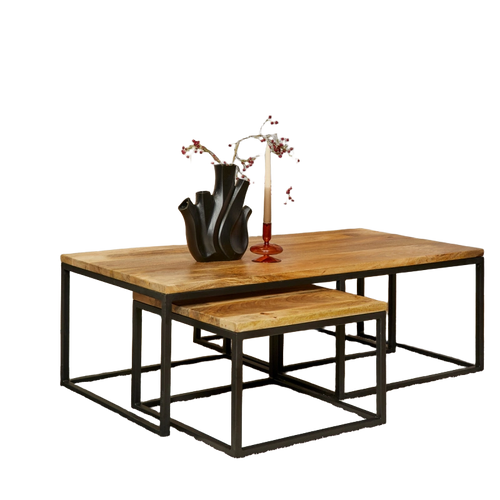 StarFurn Salontafel Denver - Rechthoek Naturel Hout - Set van 3 - vtwonen shop