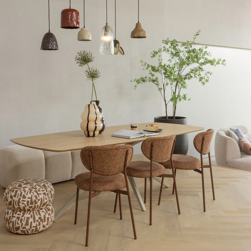 WOOOD eetkamerstoelen Valor - Polyester - Bruin - Set van 6 - vtwonen shop