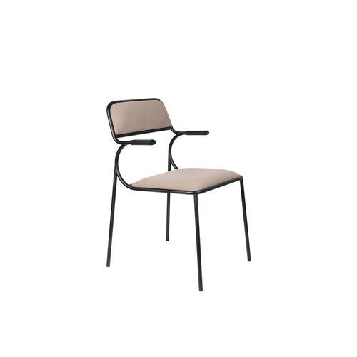 Zuiver Alba Eetkamerstoelen met armleuning Zwart/Beige - Set van 2 - vtwonen shop