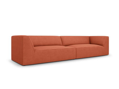 Micadoni Bank Ruby 4-zits, structurele stof, koraal - 93x302x69cm