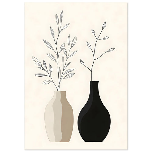 Artfulprints Poster Boho – Calm vase   - 30x40 cm - Zwart / Wit