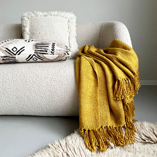 Malagoon plaid Curry - geel - 125x150cm