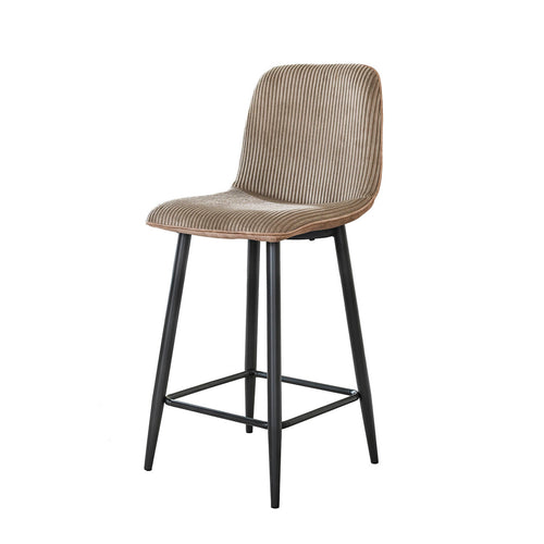 Giga Meubel Barstoel Rib Rock - Zand Ribstof - Zithoogte 67cm - Set van 2