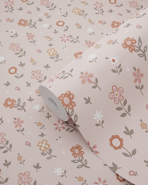 ESTAhome behang bloemetjes zacht roze - 53 cm x 10.05 m - 139288