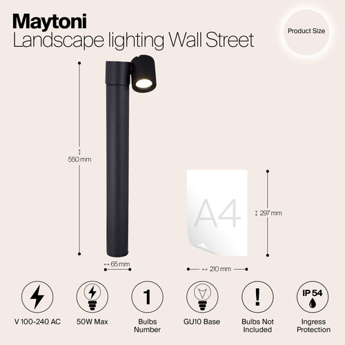 Maytoni Outdoor - Landschapsverlichting Wall Street - Zwart - vtwonen shop
