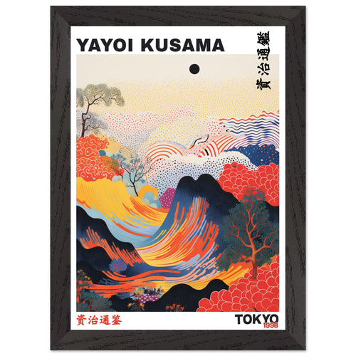 Artfulprints Poster met Lijst Yayoi Kusama - Tokyo 1998   - A4 21x29.7 cm - Rood
