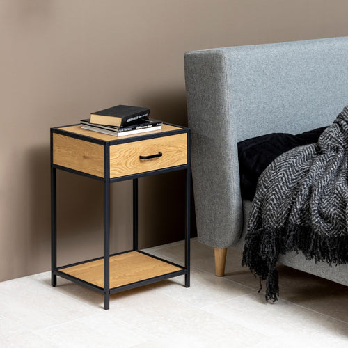 BRAM Nachtkastje Leyda - 42 x 35 cm - Eiken Met Lade - vtwonen shop