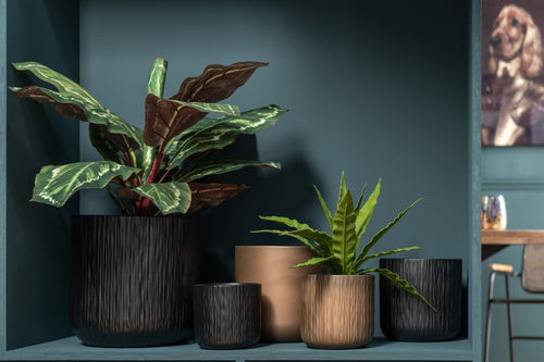 J-Line bloempot Gen - keramiek - goud/koper - extra small - 2 stuks -  Ø 11.5 cm