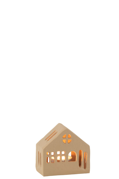 J-Line theelichthouder Huis Goa - aluminium - beige - vtwonen shop