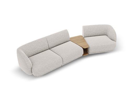 Micadoni Rechte modulaire bank Miley 3-zits, structurele stof geld - 126x303x70cm
