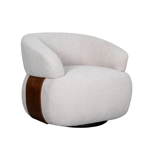 LABEL51 Fauteuil Valenza - Naturel/Walnoot Bouclé - Draaibaar - vtwonen shop