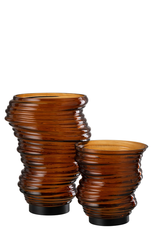 J-Line vaas Tornado - glas - bruin - large - 27.5 cm hoog - vtwonen shop