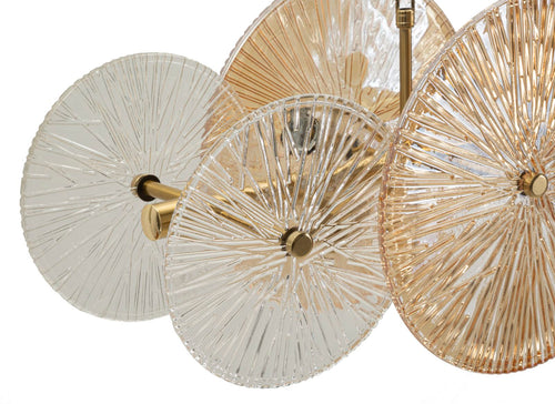 Hanglamp van metaal en glas in goud (100 x 23 x 28-94 cm)