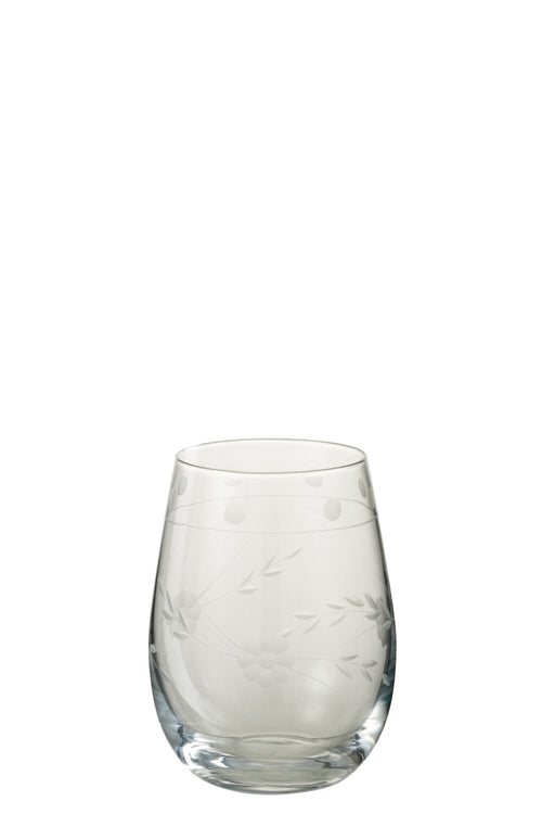 J-Line glas  Gegraveerd - glas - transparant - 4 stuks