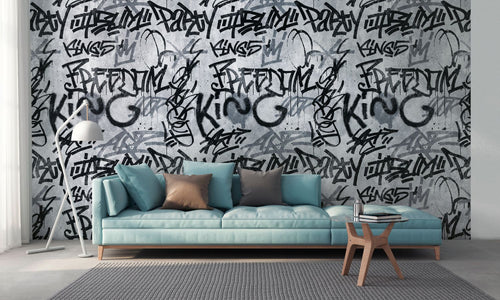 One Wall one Role fotobehang graffiti grijs en zwart - 159 x 280 cm - AS-382511 - vtwonen shop