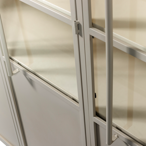 WOOOD 3-deurs vitrinekast XL Exhibit - Metaal - Zand - 200x140x44