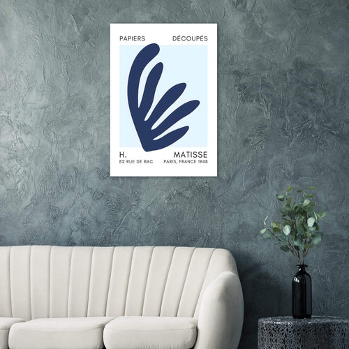 Artfulprints Poster Matisse – Aquatic impression navy blue I   - A4 21x29.7 cm - Blauw