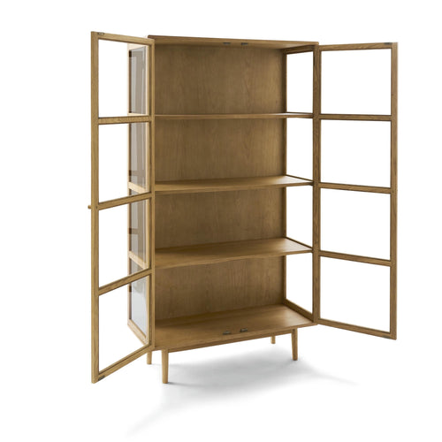 Furnhouse vitrinekast Svendborg - Natuurlijk eikenhout - MDF, Eikenfineer - 40x100x180