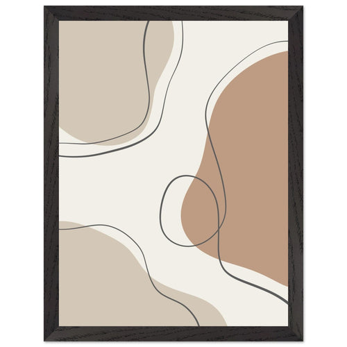Artfulprints Poster met Lijst Boho – Earth lines   - 30x40 cm - Grijs