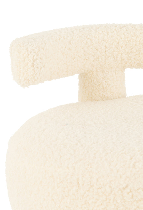 J-Line kruk Rond Met Rugleuning Bouclé - velvet - wit - vtwonen shop
