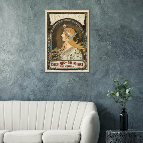 Artfulprints  Alphonse Mucha - Chocolates and confections Philadelphia   poster 70x100 cm - vtwonen shop