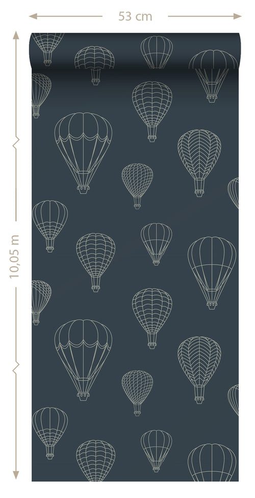 ESTAhome behang luchtballonnen donkerblauw - 50 x 900 cm - 139721 - vtwonen shop