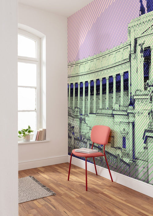 Sanders & Sanders fotobehang Rome lila paars en groen grijs - 300 x 250 cm - 612140