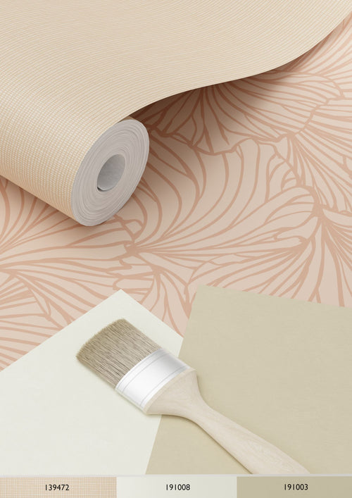ESTAhome behang ginkgo bladeren licht terracotta - 53 cm x 10.05 m - 139490