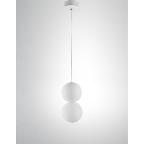 Merano Inuvik Globe hanglamp wit gips opaal glas, wit aluminium LED G9